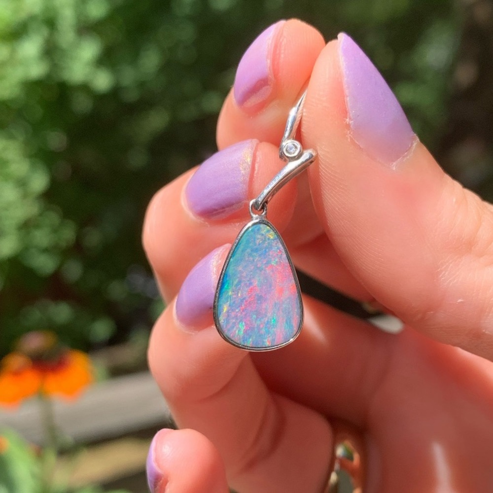 Genuine Flashy Australian Boulder Opal Pendant Sterling Silver 925